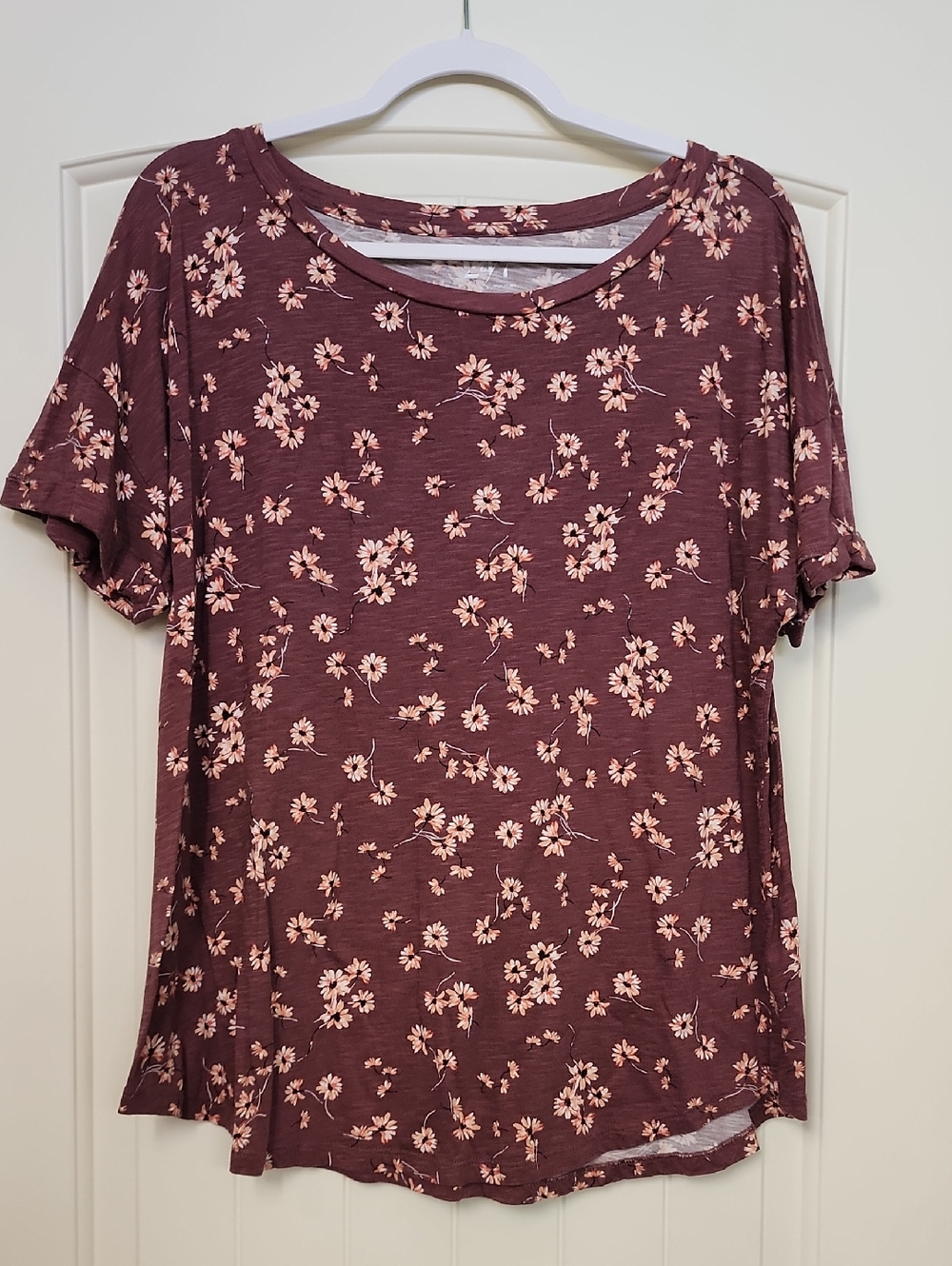 Women's Mauve Floral Short Sleeve Tee